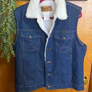 Wrangler Western Sherpa Denim Vest Jacket